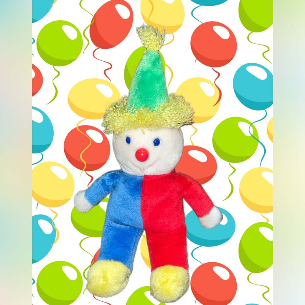 Vintage Kids Gifts Clown Primary Colors Stuffed Plush Toy Yarn Hair +READ
